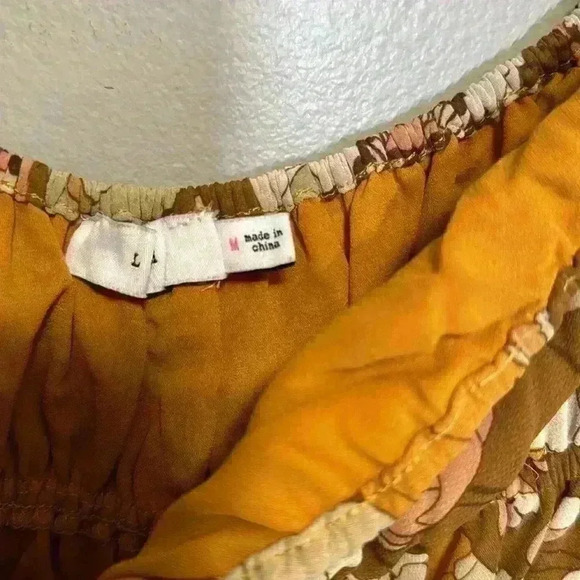 LUSH WOMEN'S CARAMEL MULTI LARGE FLORAL PRINT MIDI DRESS size medium - Picture 6 of 7